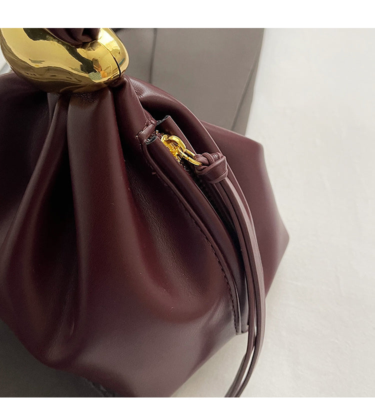 Personalized Soft Leather Clutch Bag Luxury Designer Women Pleated Mini Bucket Pouch Temperament Side Zipper Party Evening Bags