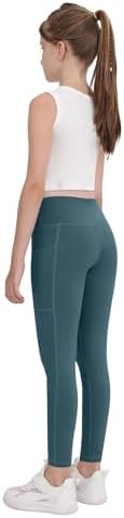 Functional Pockets Girls Athletic Leggings 5-Packs for Ages 5-15