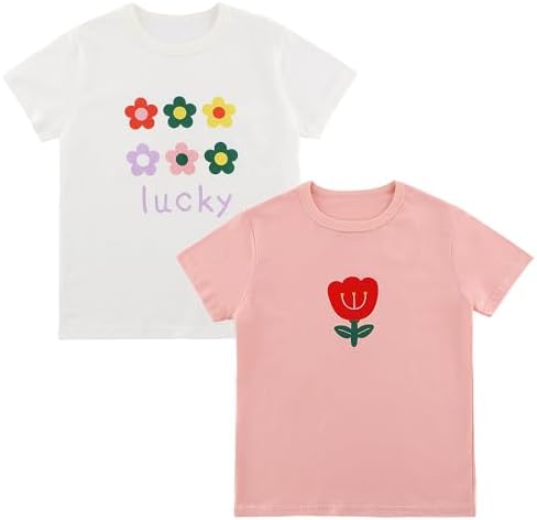 POBIDOBY Summer Toddler Baby Shirts with Flowers Fruits 2-Piece Set