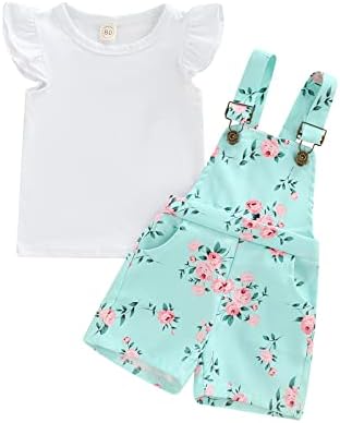 Toddler Baby Girl Sunflower Print Overalls Shorts - Cute Summer Outfit 100 cotton