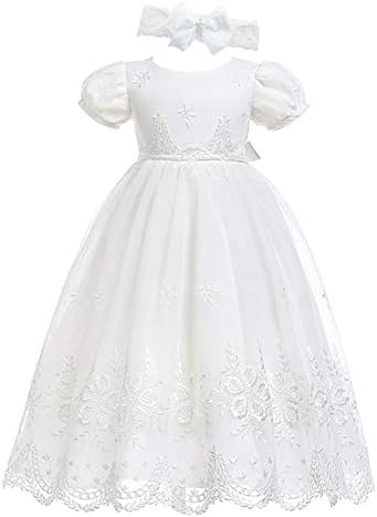 Glamulice Newborn Christening Dress for Baby Girls - Elegant Floral Embroidery