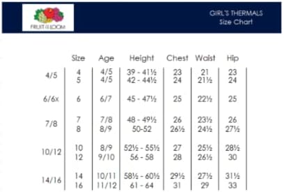 Fruit of the Loom Girls Thermal Baselayer Set - Soft Warm