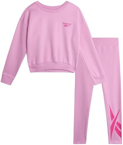 Reebok Girls Active Sweatsuit Set - 2-Piece Pullover Hoodie and Leggings 7-12
