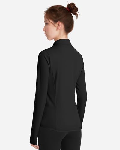 JOCMIC Girls Half Zip Athletic Jacket with Thumbhole