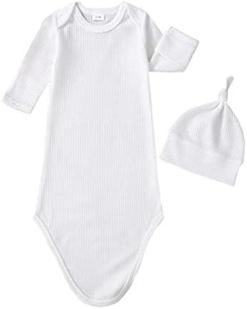 Lefyira - Infant Baby Boy Girl Knotted Gown Romper With Hat