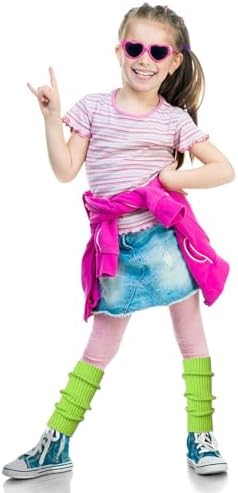 Neon Knit Ribbed Leg Warmers for Kids