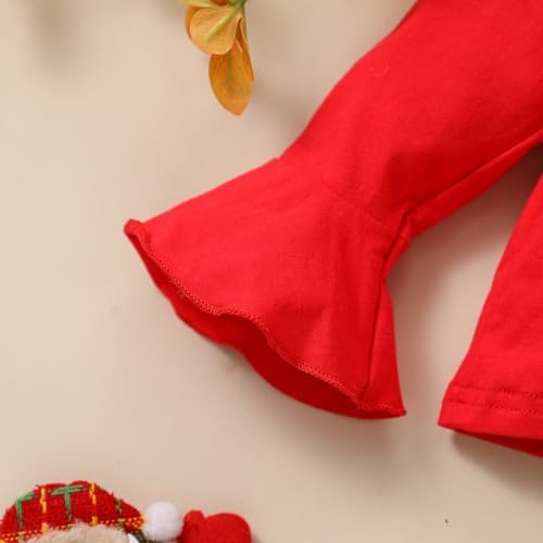Warm Fuzzy Baby Girl Christmas Outfit - Flare Sleeve Top with Santa Pants Set