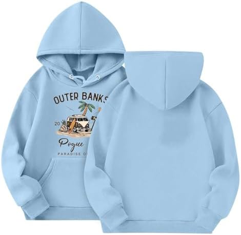 Comfortable trendy boys girls hoodie Outer Banks-inspired graphic print preppy versatile
