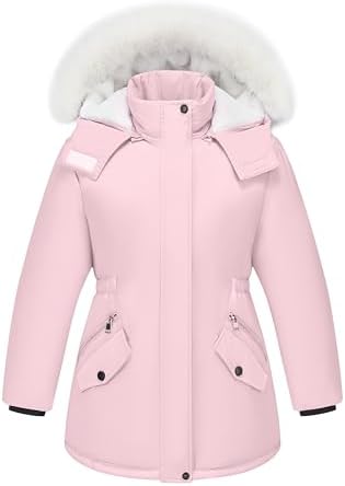 WULFUL Girls Winter Parka - Thicken Down-Like Fleece Mid-Length Waterproof Parka