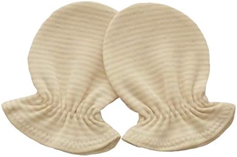 Light Brown Striped Organic Cotton Baby Gloves
