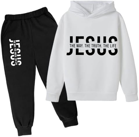 Perfect Matched Jesus Clothing Set for Girls Comfy Long Sleeve Pullover Sweatpants