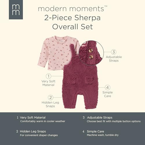 Modern Moments by Gerber Dark Rose Microplush Overalls Set