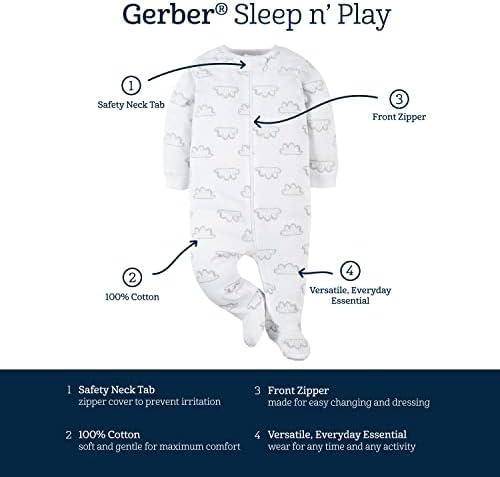 GERBER BABY BOYS 4PACK SLEEP N PLAY FOOTIE CLOTHING SHOES AND JEWelry