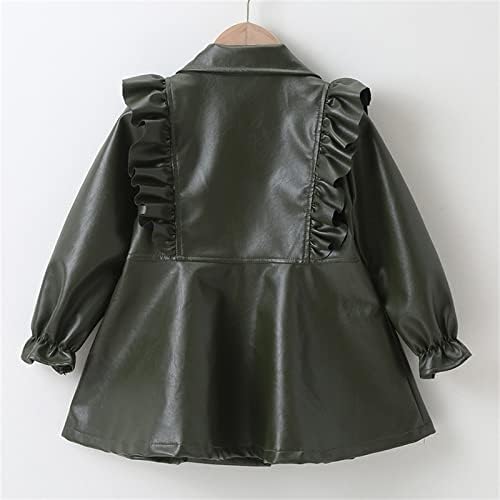 AMIMOJY Kids Girls Patchwork Long Sleeve Leather Dress Jacket Winter Coats