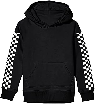 Happy New Arrival Boys Kids Classic Plaid Hoodie With Pocket