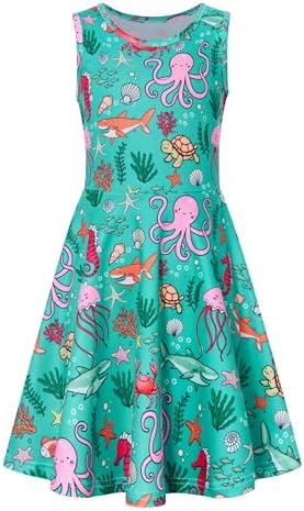 RAISEVERN Girls Summer Casual Swing Sundress 4-15 Years