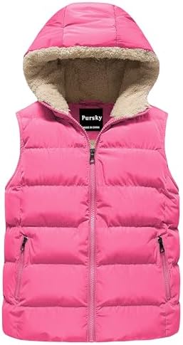 Pursky Childrens Hooded Puffer Vest Warm Outerwear