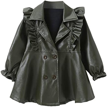 AMIMOJY Kids Girls Patchwork Long Sleeve Leather Dress Jacket Winter Coats