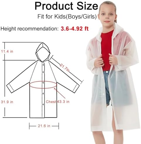 UPSEN Reusable Rain Ponchos for Kids