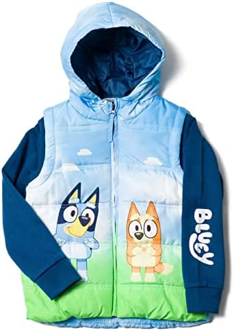 Bluey Bingo Zip Up Vest 2fer Jacket - Toddler to Little Kid Fits Most