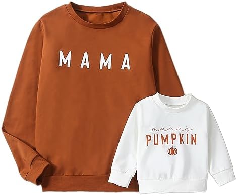 Mommy and Me Family Matching Outfits Halloween Pumpkin Print