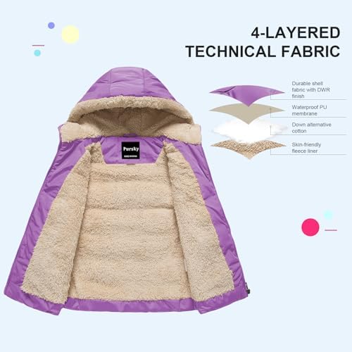 Pursky Kids Hooded Warm Puffer Vest with Flannel Lining