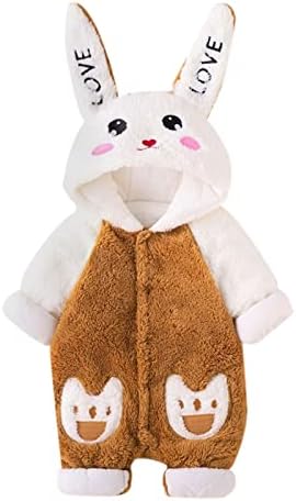 AMIMOJY Newborn Baby Cuteness Rabbit Ears Long Sleeves Winter Romper Dinosaur Theme