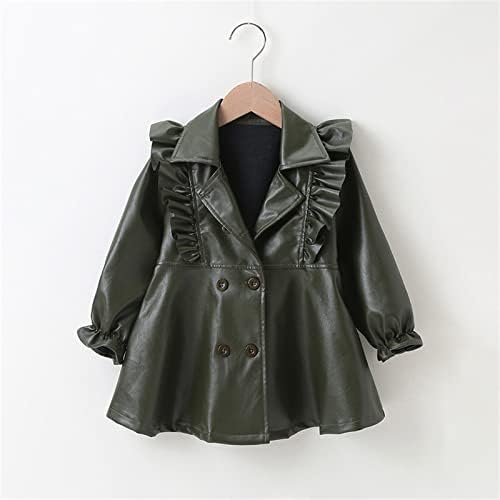 AMIMOJY Kids Girls Patchwork Long Sleeve Leather Dress Jacket Winter Coats