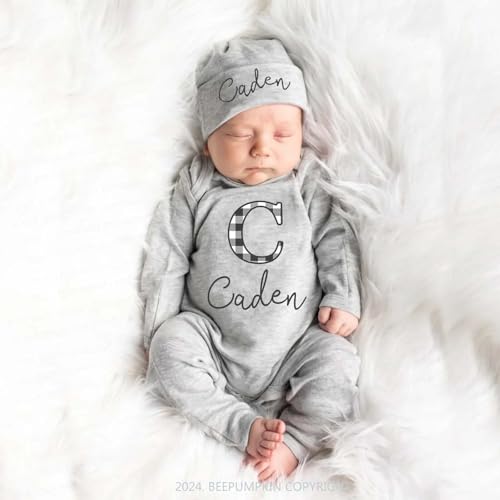 Personalized Handmade Baby Sleep Outfit with Monogram Newborn