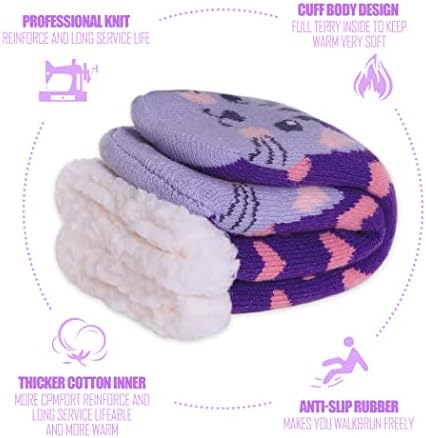 Truehan Kids Winter Fuzzy Slipper Socks for Boys and Girls
