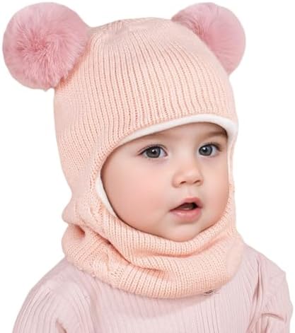 Baby Winter Warm Knitted Hat Scarf Set for Kids Boys Girls
