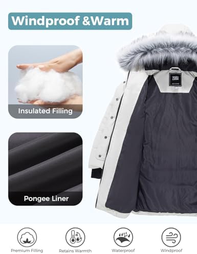ZShow Girls Long Winter Coat Parka Waterproof Warm