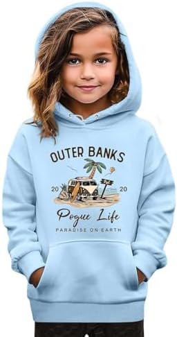 Comfortable trendy boys girls hoodie Outer Banks-inspired graphic print preppy versatile