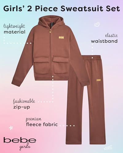 Bebe Girls Cozy Full Zip Sweater and Cargo Pants 7-12
