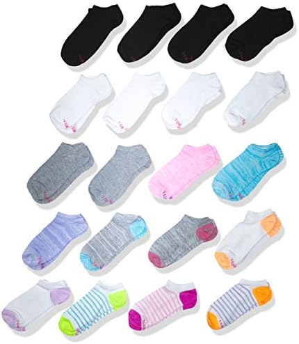 Hanes Girls No-Show Socks 20-Pair Super-Value