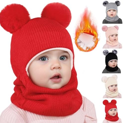 Baby Winter Warm Knitted Hat Scarf Set for Kids Boys Girls