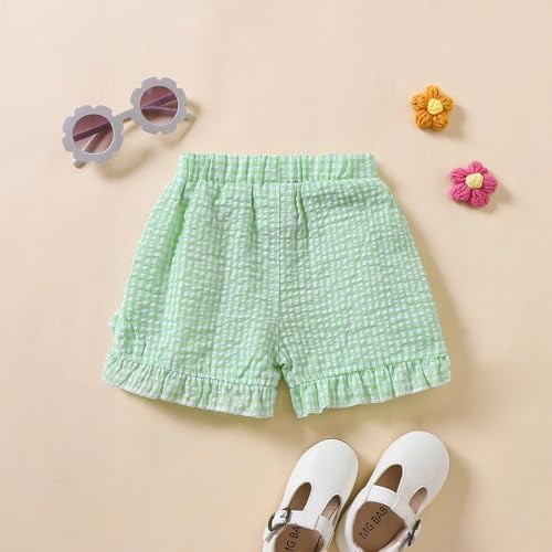 Ruffle Hem Gingham Plaid Toddler Shorts