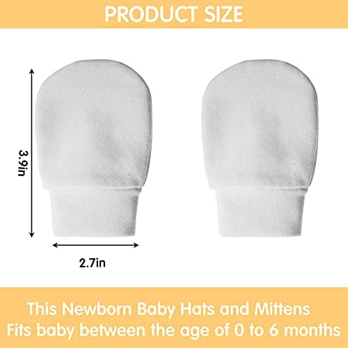 4-Pair 0-6 Mo Newborn Mitten Gloves Soft Washable No Scratch