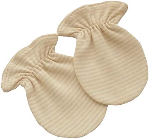 Light Brown Striped Organic Cotton Baby Gloves