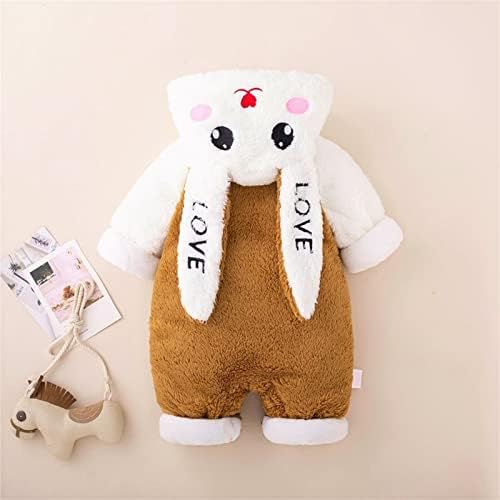 AMIMOJY Newborn Baby Cuteness Rabbit Ears Long Sleeves Winter Romper Dinosaur Theme