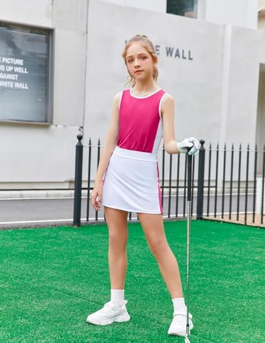 Zacletre Girls Tennis Golf Dress Outfit sleeveless tank top skorts set