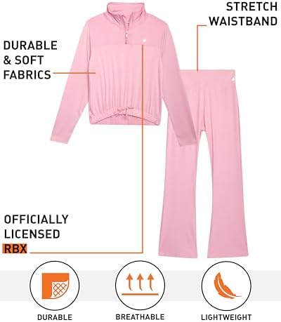 Cozy Fashionable RBX Youth Activewear Set Pullover Hoodie Flare Leggings for Girls