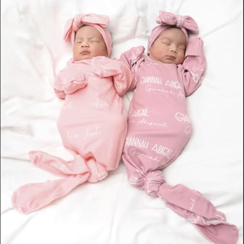 Personalized Name Gown for Newborn Boys Custom Knotted Gown