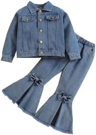 AMIMOJY Autumn Denim Style Toddler Baby Girls Outfit Perfect for Seasonal Wear