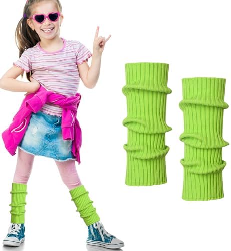 Neon Knit Ribbed Leg Warmers for Kids