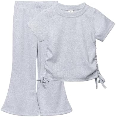 Perfect Fit girls Cotton Flare Long Pants Shirts Set for Jr Elementary