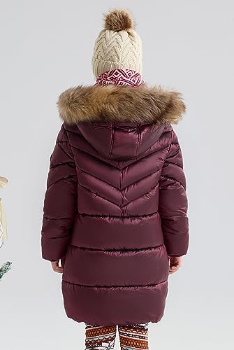 SOLOCOTE Girls Puffer Winter Coat Faux Down Filled Water-Resistant Sherpa Linings Cozy