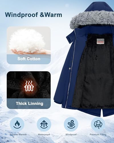 WULFUL Girls Winter Parka Super Warm and Waterproof