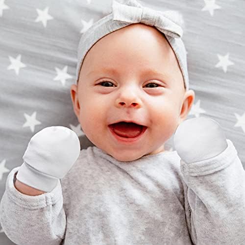 4-Pair 0-6 Mo Newborn Mitten Gloves Soft Washable No Scratch
