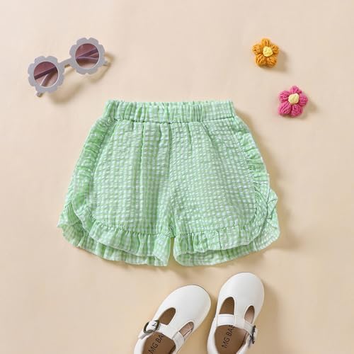 Ruffle Hem Gingham Plaid Toddler Shorts